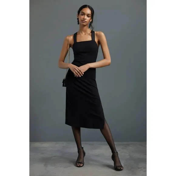 Anthropologie Porridge Seamed Cross-Back Midi Dress - Picture 4 of 5